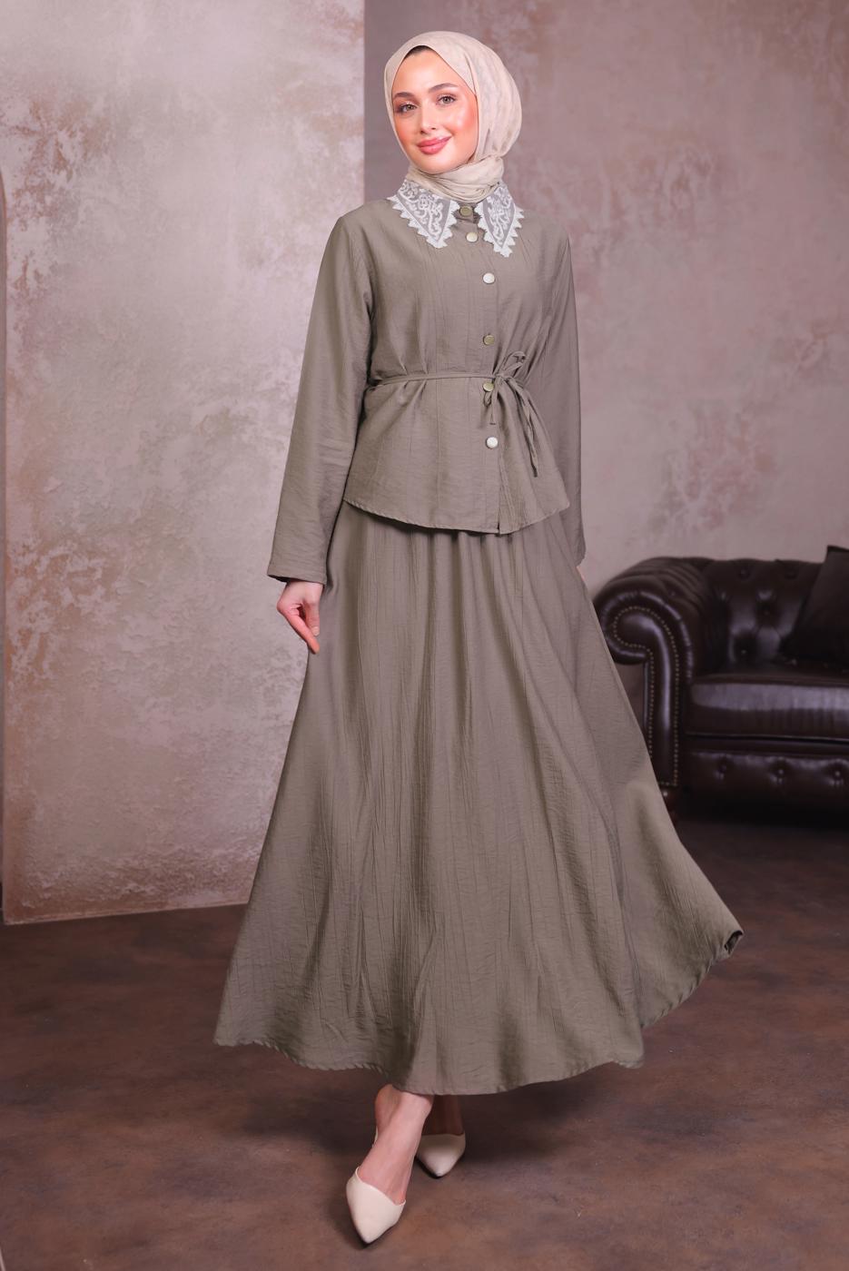 Vêtements hijab VISON COSTUME À JUPE AVEC DÉTAILS EN DENTELLE T 7984