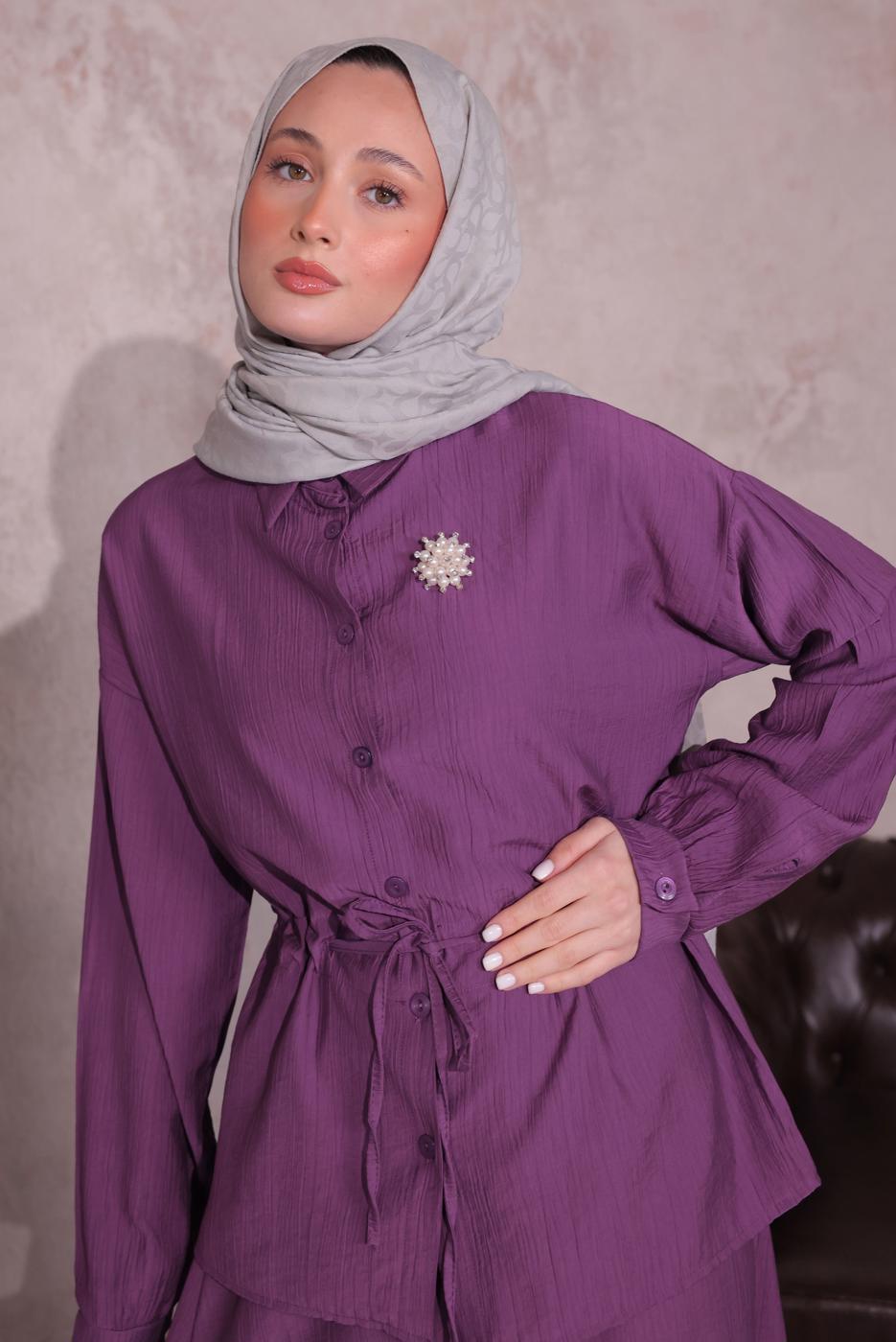 Vêtements hijab POURPRE COSTUME JUPE AVEC BROCHE T 9274