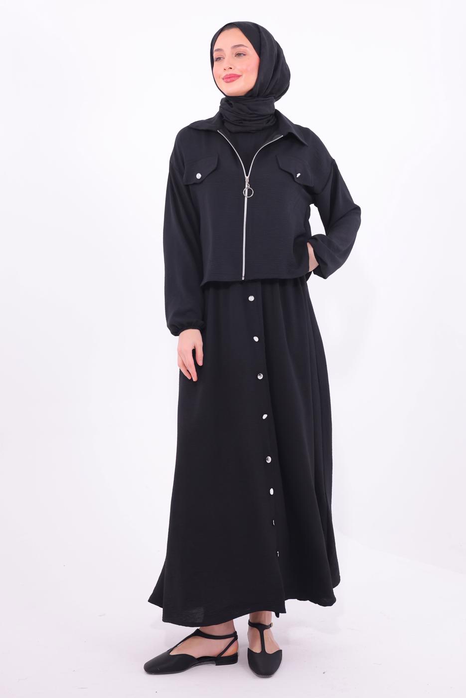 Vêtements hijab NOIR COSTUME AVEC VESTE T 2484