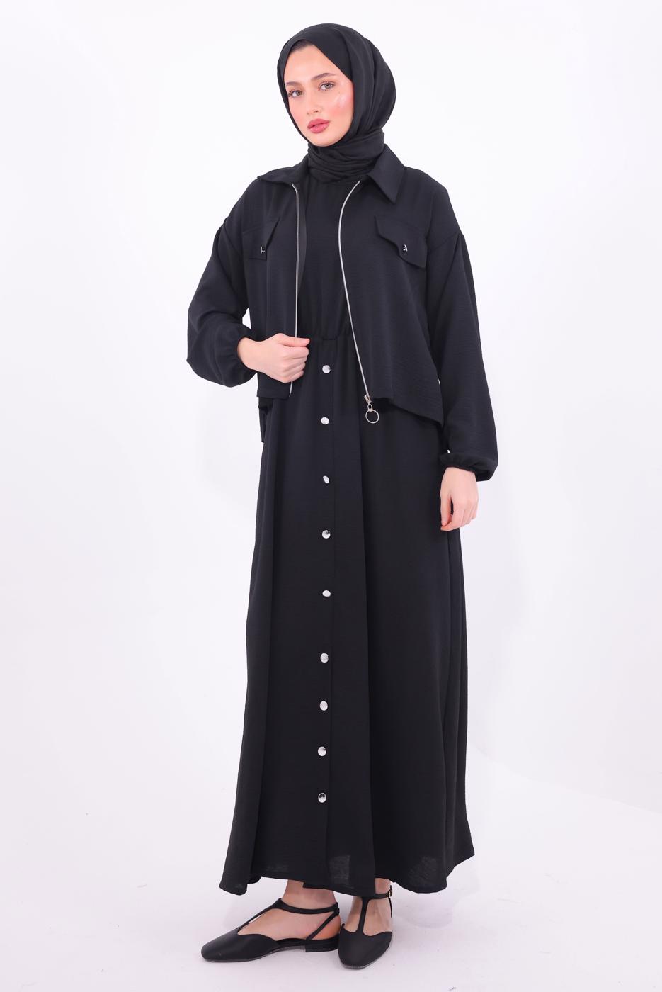 Vêtements hijab NOIR COSTUME AVEC VESTE T 2484
