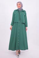 Vêtements hijab VERT COSTUME AVEC VESTE T 2484