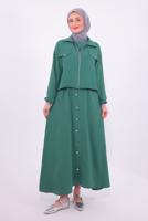 Vêtements hijab VERT COSTUME AVEC VESTE T 2484