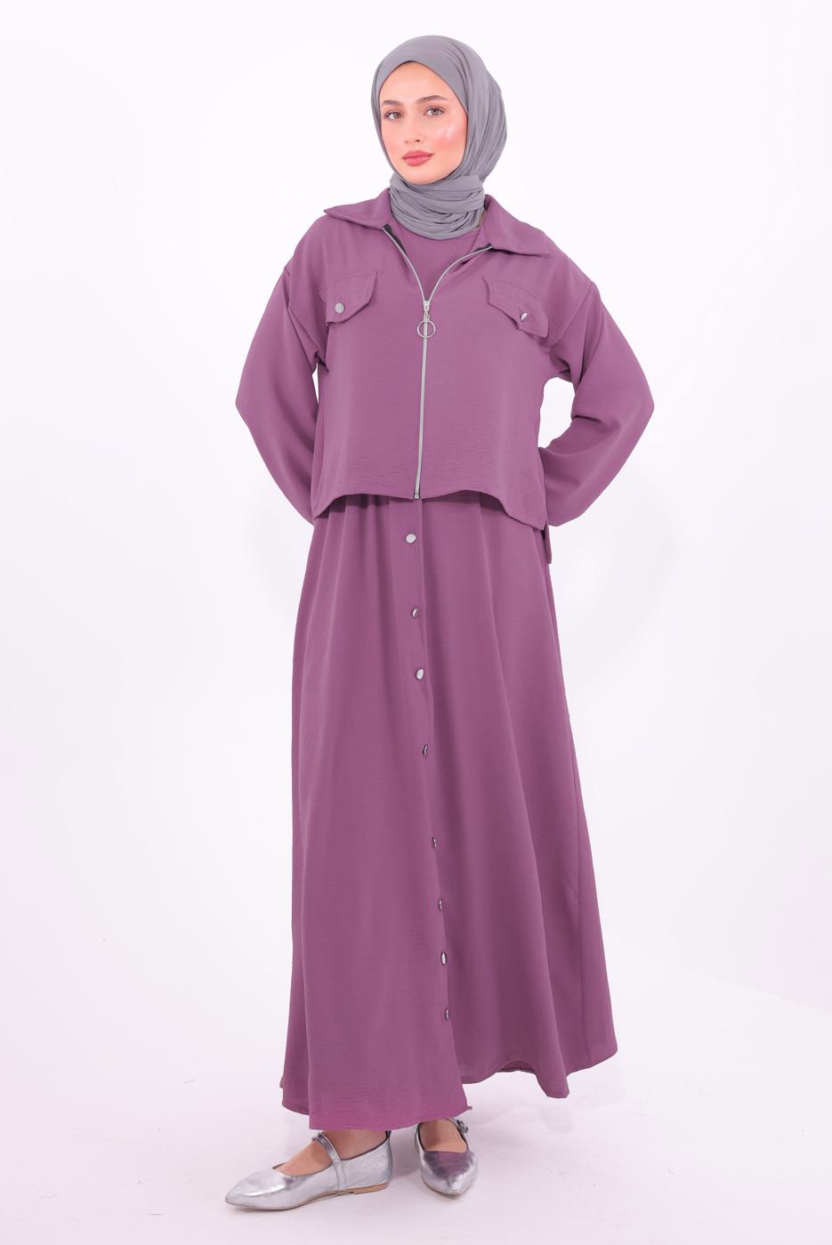 Vêtements hijab POURPRE COSTUME AVEC VESTE T 2484
