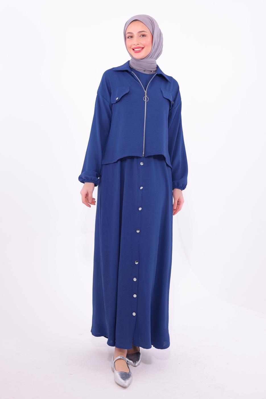 Vêtements hijab BLEU MARINE COSTUME AVEC VESTE T 2484
