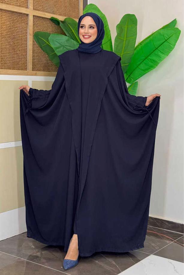Tesettür giyim LACİVERT ELBİSELİ ABAYA TAKIM T 31007 - TRENDTESETTÜR