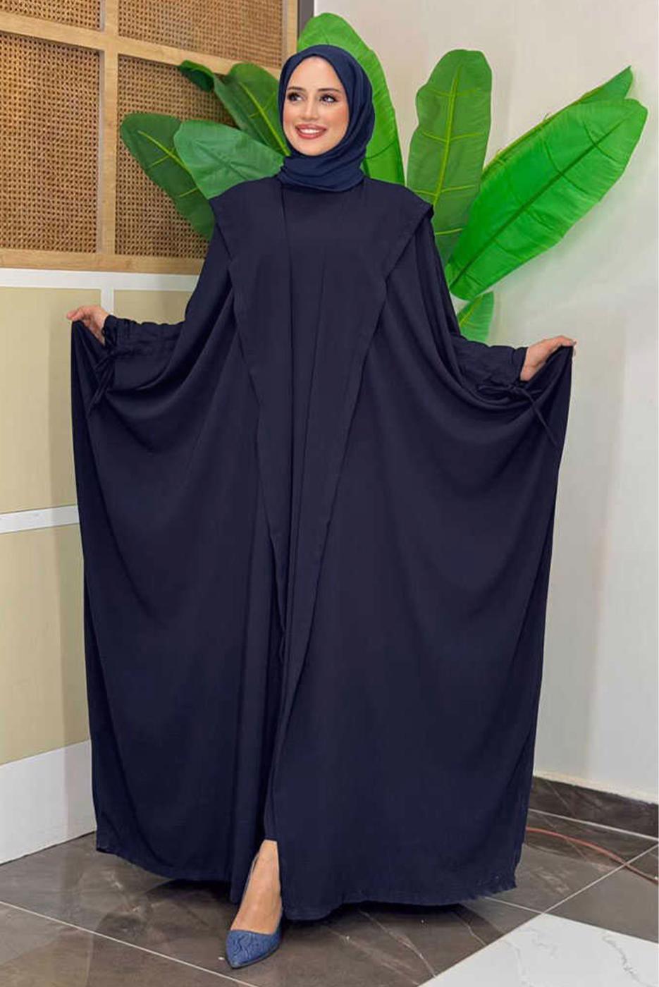Vêtements hijab BLEU MARINE COMBINAISON ABAYA AVEC ROBE T 31007