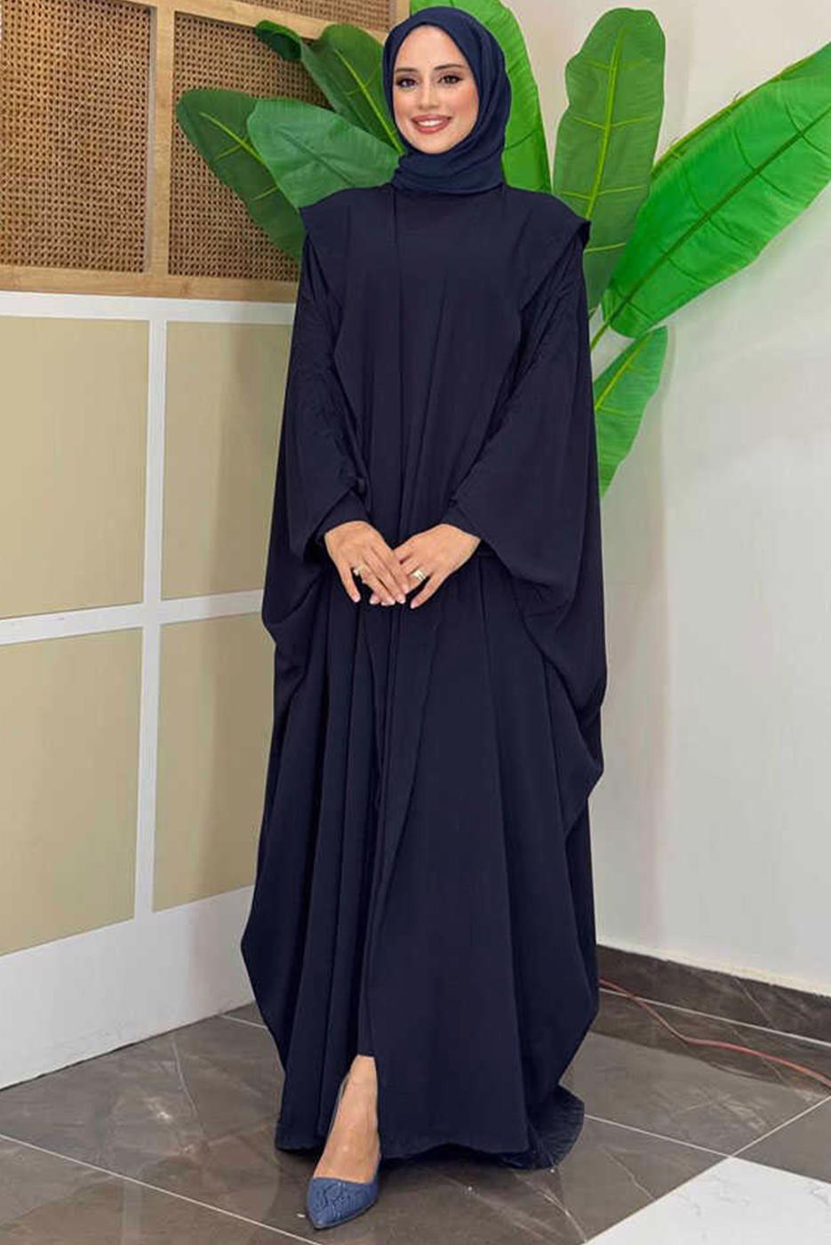 Vêtements hijab BLEU MARINE COMBINAISON ABAYA AVEC ROBE T 31007