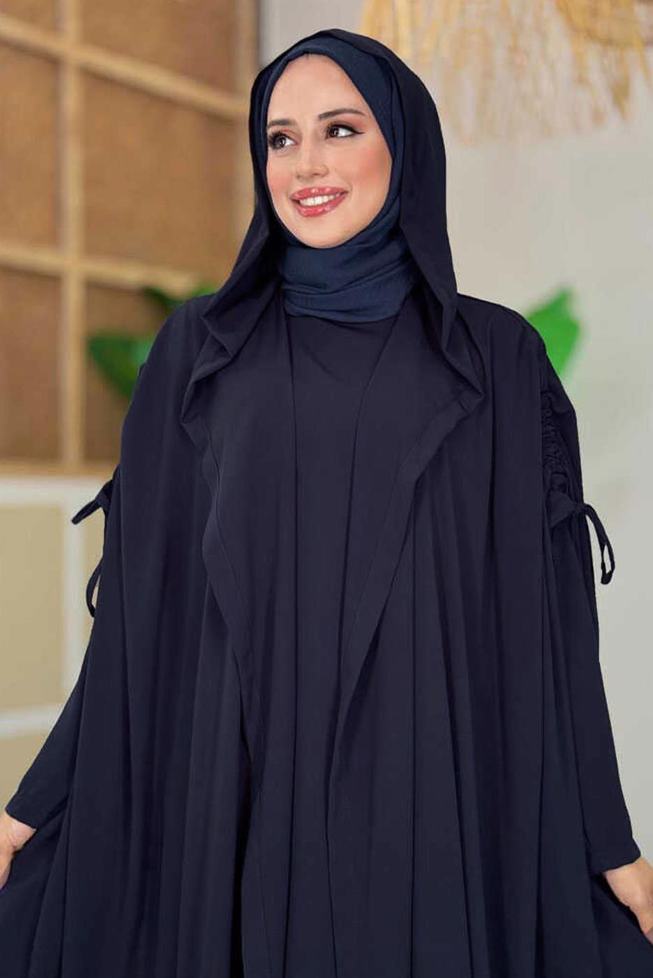 Vêtements hijab BLEU MARINE COMBINAISON ABAYA AVEC ROBE T 31007