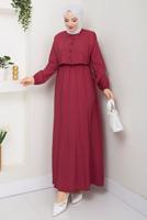 Tesettür giyim BORDO YELEKLİ ELBİSELİ TAKIM T 5374
