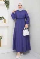 Tesettür giyim LACİVERT YELEKLİ ELBİSELİ TAKIM T 5374