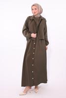 Tesettür giyim KAHVE CEKETLİ ELBİSELİ TAKIM T 7084 