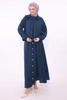 Tesettür giyim LACİVERT CEKETLİ ELBİSELİ TAKIM T 7084 