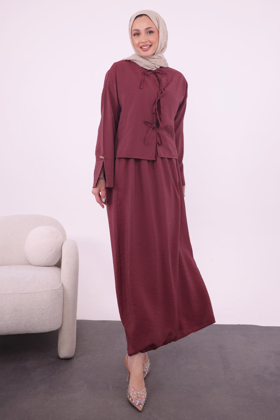 Vêtements hijab ROUGE BORDEAUX COSTUME AVEC VESTE T 9194