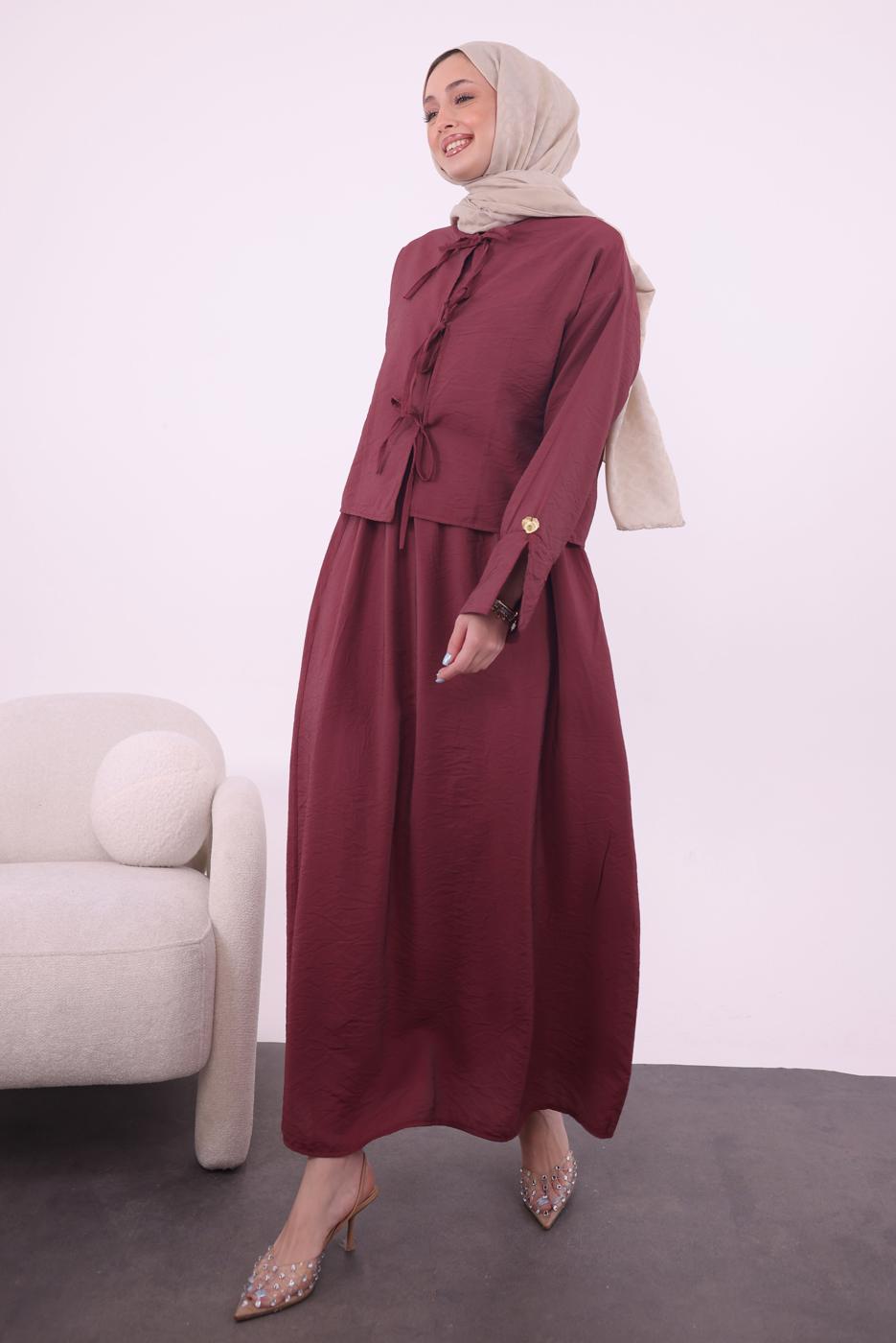 Vêtements hijab ROUGE BORDEAUX COSTUME AVEC VESTE T 9194