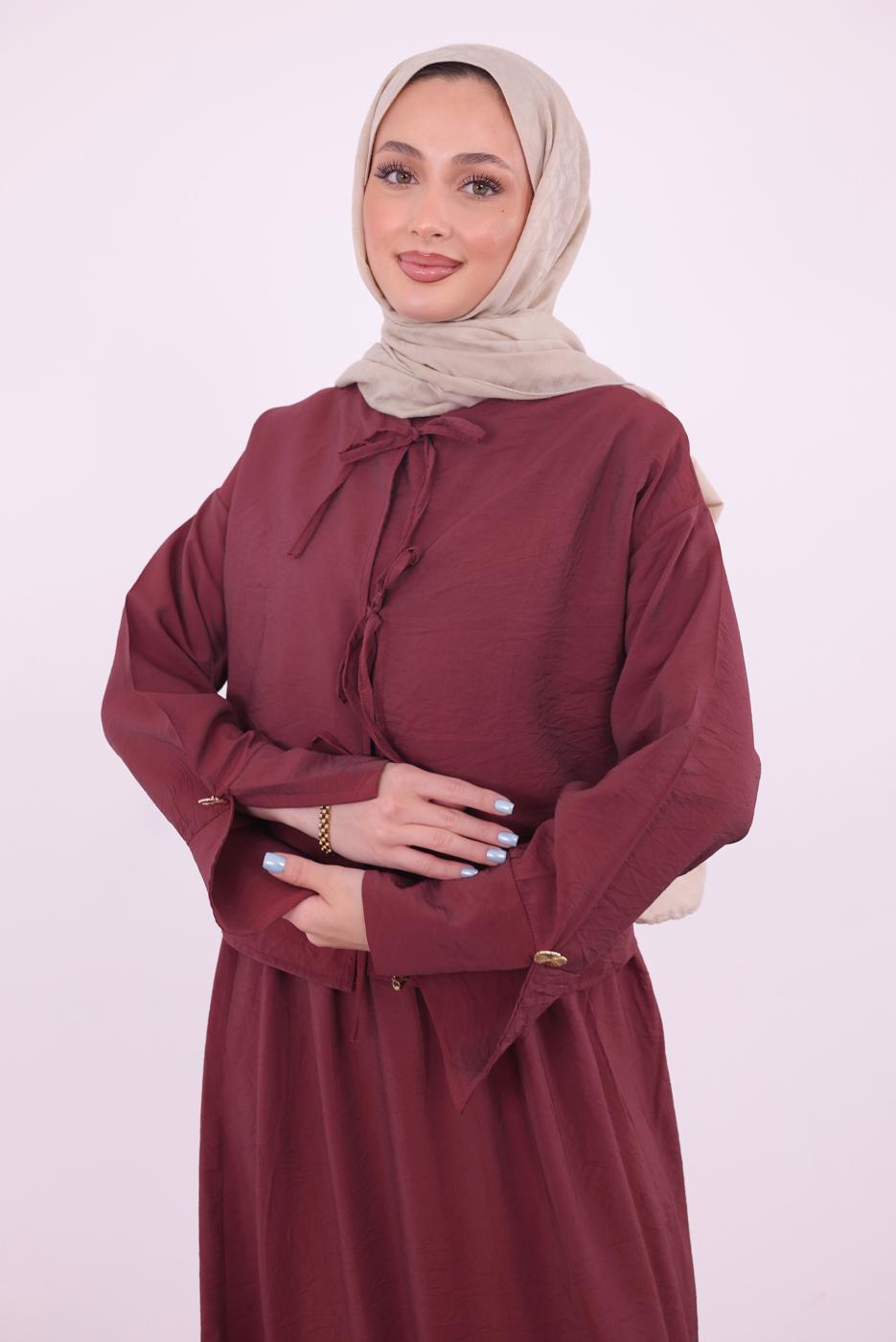 Vêtements hijab ROUGE BORDEAUX COSTUME AVEC VESTE T 9194