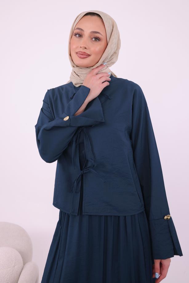 Tesettür giyim LACİVERT CEKETLİ ELBİSELİ TAKIM T 9194 - TRENDTESETTÜR