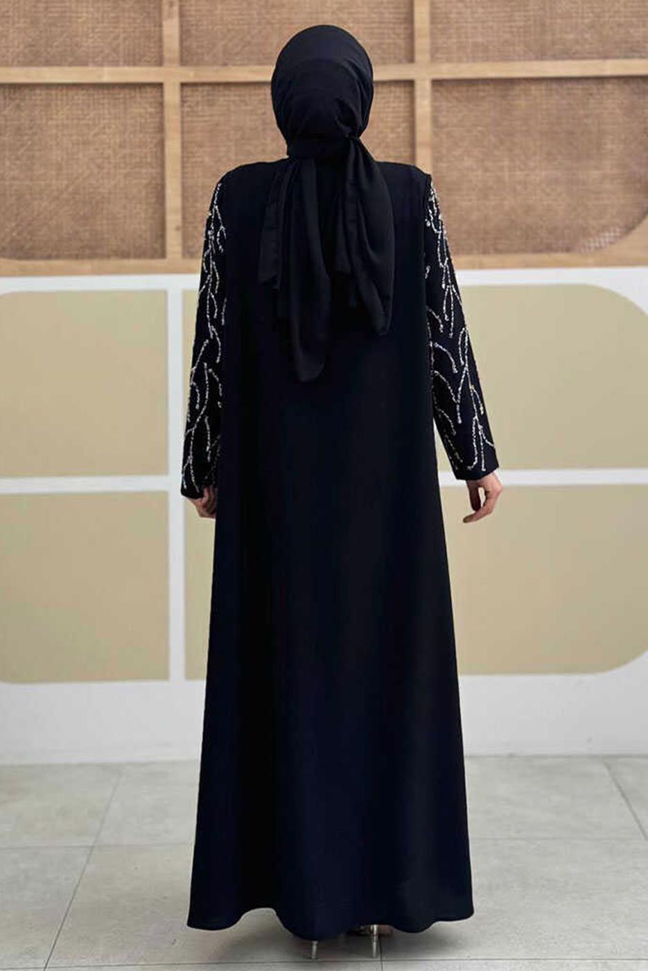 Tesettür giyim SİYAH YELEKLİ ELBİSELİ ABİYE TAKIM T 9293