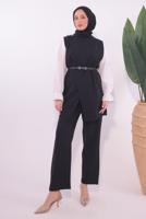 Hijab clothing BLACK BELTED PANTS SUIT T 0184