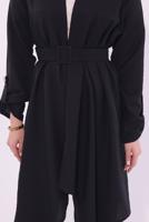 Tesettür giyim SİYAH KEMERLİ PANTOLONLU TAKIM T 0274