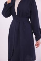 Tesettür giyim LACİVERT KEMERLİ PANTOLONLU TAKIM T 0274