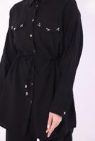 Tesettür giyim SİYAH GÖMLEK YAKA PANTOLONLU TAKIM T 0374 