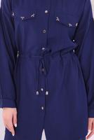 Tesettür giyim LACİVERT GÖMLEK YAKA PANTOLONLU TAKIM T 0374 