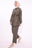 Tesettür giyim VİZON GÖMLEK YAKA PANTOLONLU TAKIM T 0374 