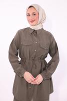 Tesettür giyim VİZON GÖMLEK YAKA PANTOLONLU TAKIM T 0374 