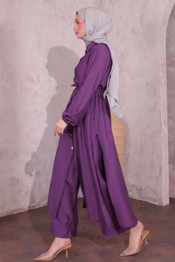 Vêtements hijab  SLIT DETAILED PANTS SUIT T 0774 - TRENDTESETTÜR