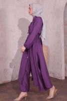 Vêtements hijab POURPRE COSTUME PANTALON À DÉTAILS FENDUS T 0774