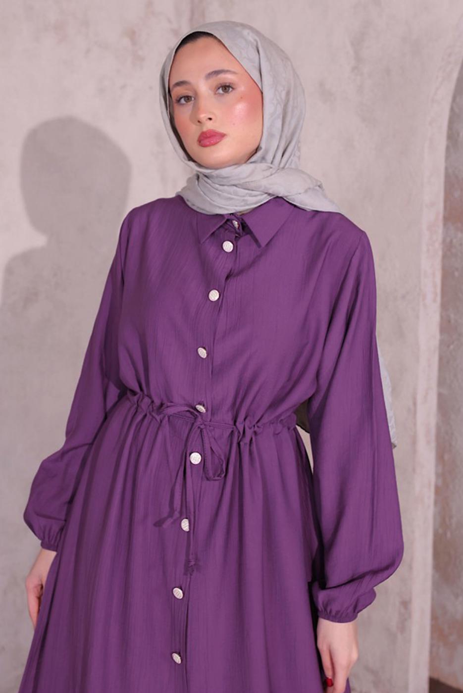 Vêtements hijab POURPRE COSTUME PANTALON À DÉTAILS FENDUS T 0774