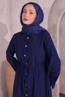 Tesettür giyim LACİVERT YIRTMAÇ DETAYLI PANTOLONLU TAKIM T 0774