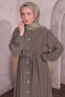 Tesettür giyim VİZON YIRTMAÇ DETAYLI PANTOLONLU TAKIM T 0774