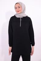 Tesettür giyim SİYAH KAPÜŞONLU PANTOLONLU TAKIM T 1074