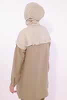 Tesettür giyim KAHVE ÇİZGİLİ PANTOLONLU TAKIM T 1274