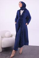 Hijab clothing NAVY BLUE FRILLED PANTS SUIT T 1284