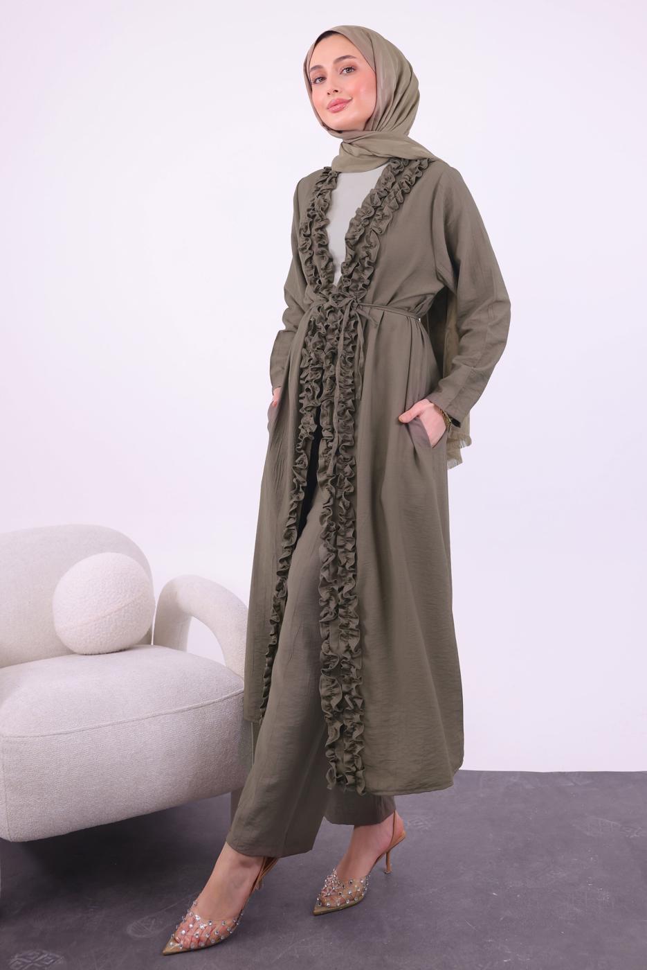 Hijab clothing MINK FRILLED PANTS SUIT T 1284