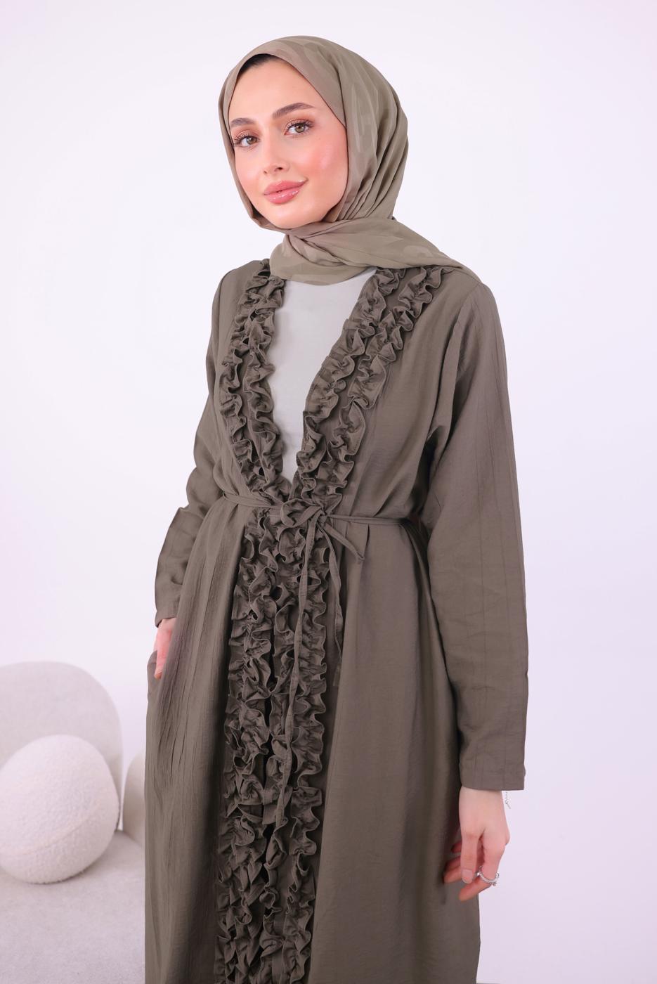 Hijab clothing MINK FRILLED PANTS SUIT T 1284