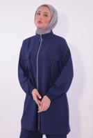 Tesettür giyim LACİVERT FERMUARLI PANTOLONLU TAKIM T 2374