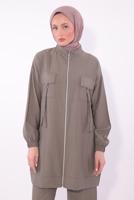 Tesettür giyim VİZON FERMUARLI PANTOLONLU TAKIM T 2374