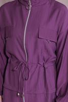 Tesettür giyim MOR BELİ BÜZGÜLÜ PANTOLONLU TAKIM T 3374