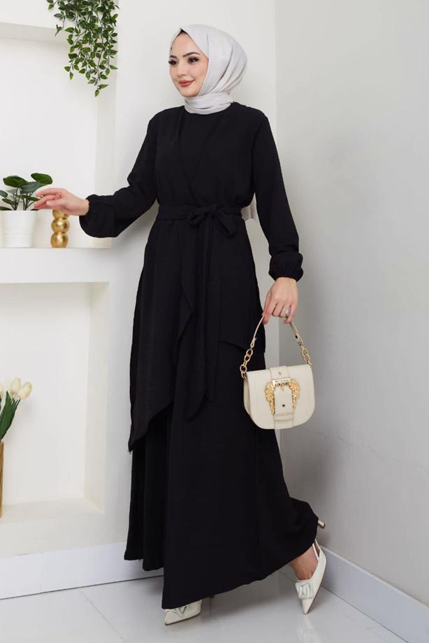 Vêtements hijab NOIR COSTUME PANTALON CEINTURE T 3477 - TRENDTESETTÜR