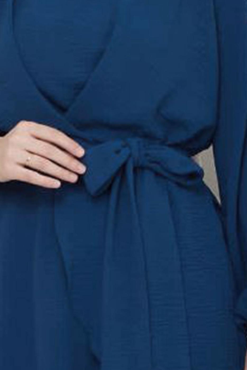 Tesettür giyim MAVİ KUŞAKLI PANTOLONLU TAKIM T 3477