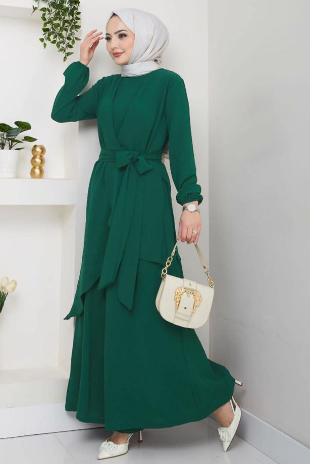 Vêtements hijab VERT COSTUME PANTALON CEINTURE T 3477 - TRENDTESETTÜR