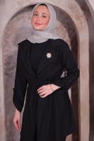 Tesettür giyim SİYAH BROŞLU PANTOLONLU TAKIM T 3674