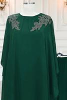 Tesettür giyim YEŞİL TAŞLI ABİYE PANTOLONLU TAKIM T 4431