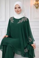 Vêtements hijab VERT COSTUME PANTALON DE SOIRÉE AVEC BIJOU T 4431