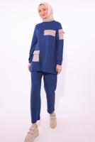 Tesettür giyim LACİVERT CEPLİ PANTOLONLU TAKIM T 5074