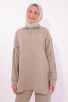 Tesettür giyim KAHVE FERMUARLI PANTOLONLU TAKIM T 5274