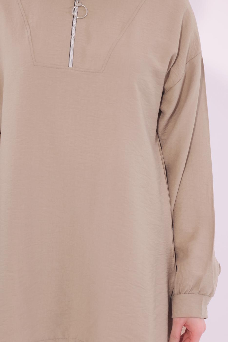 Tesettür giyim KAHVE FERMUARLI PANTOLONLU TAKIM T 5274